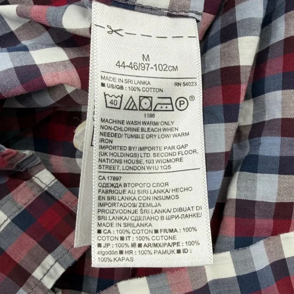 Banana Republic Grant Fit 078 Wash Shirt Red Blue Plaid Button Down Mens M